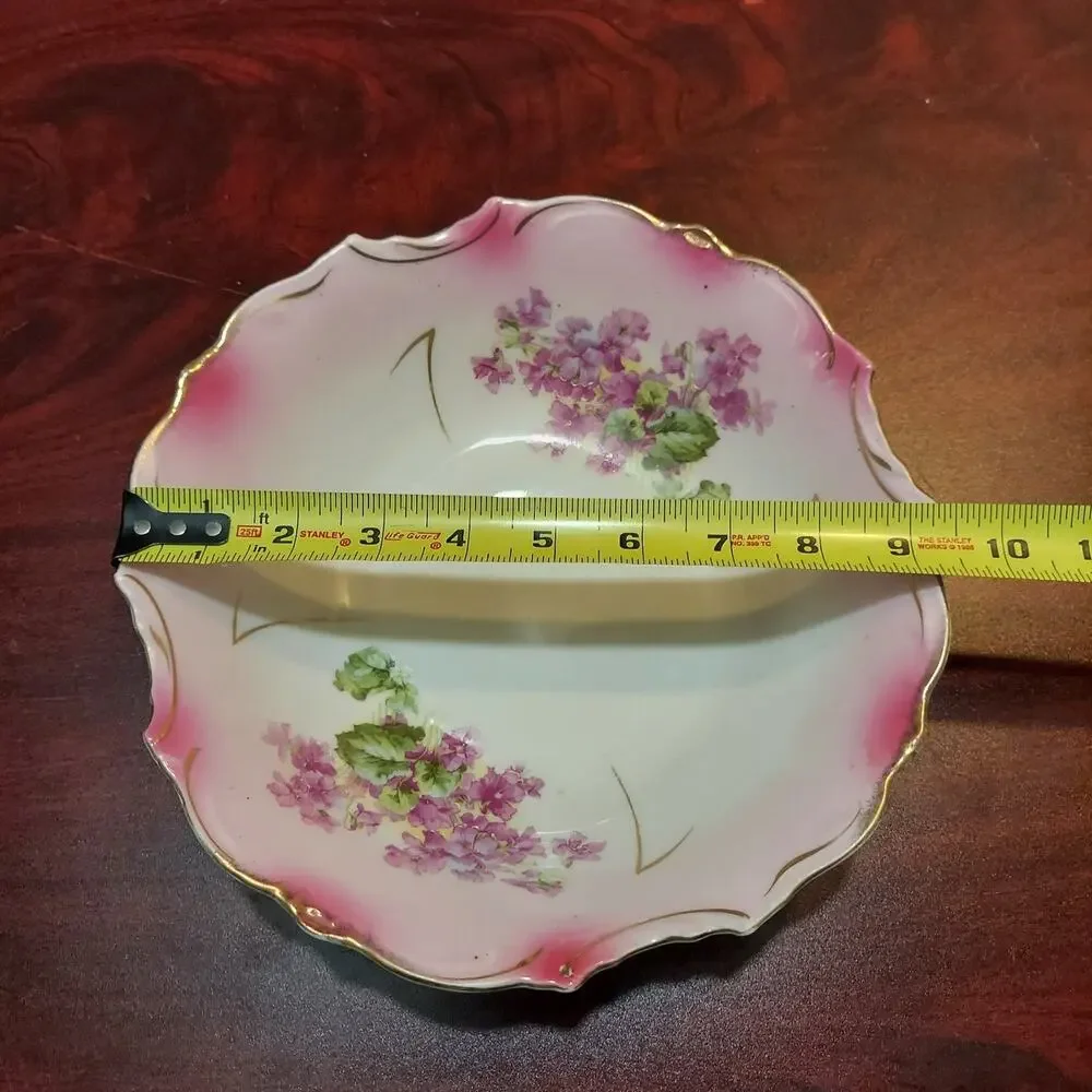 Antique Hand Painted Pink & Gold Floral 9